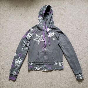 Fox Riders Company Rare Y2k Reversible Hoodie Sweatshirt Juniors Size L